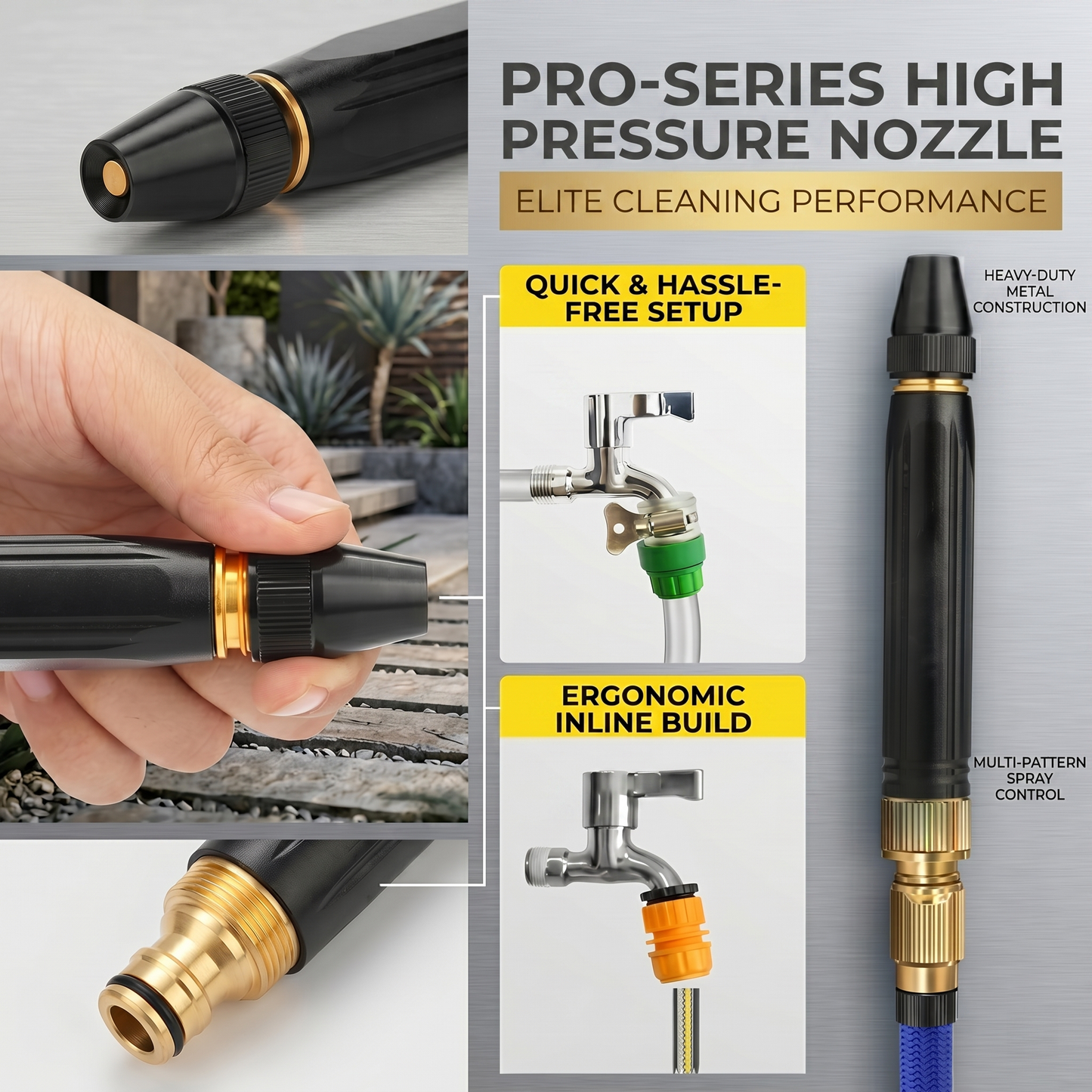 Multi-Pattern Hose Nozzle 💦 | Easy Control for Watering and Cleaning