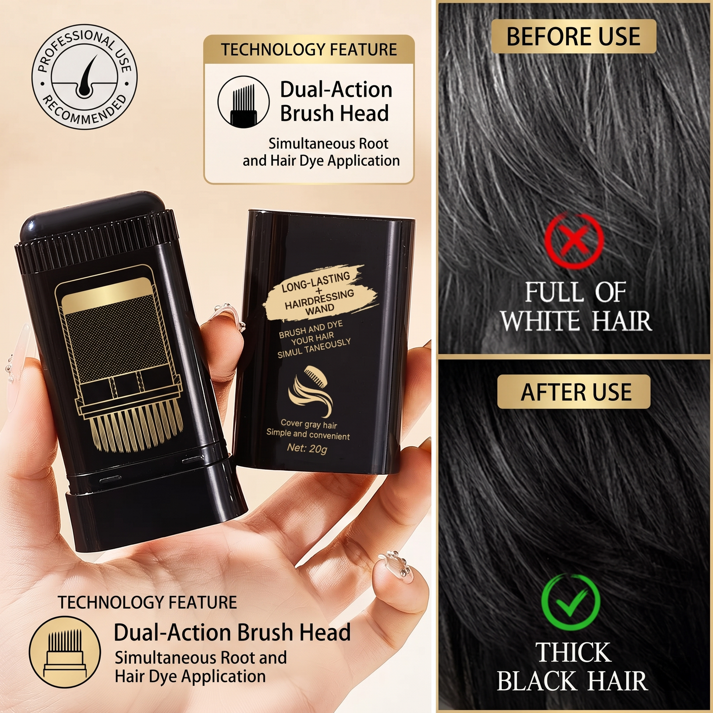 🔥Hot Sale 30% Off🎁Disposable Hair dye comb,Covers Gray Hair,Easy to Color, Portable for Quick Touch - Ups, Resists Fading and Clumping